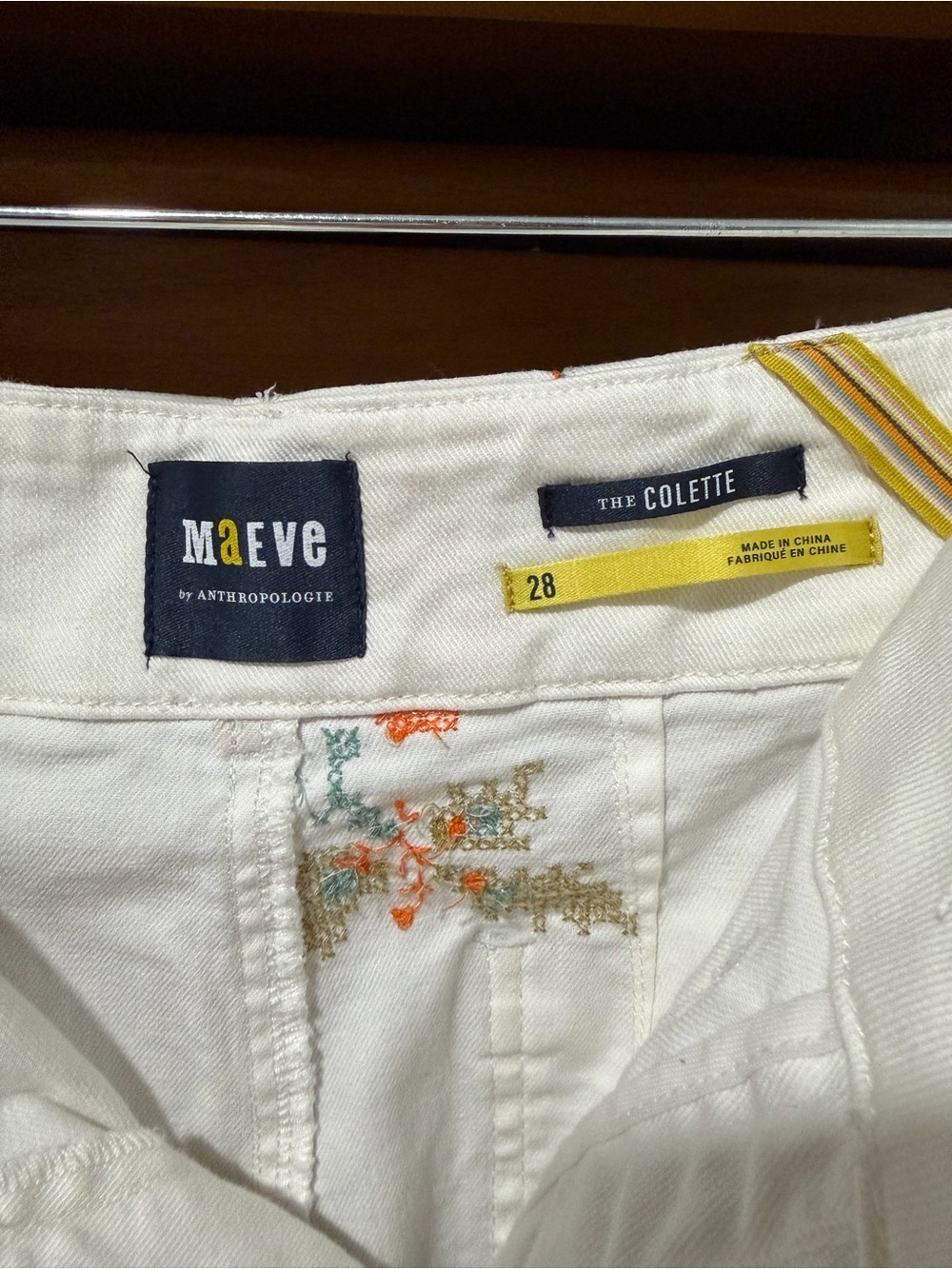 Anthropologie Maeve Denim Colette Embroidered Pants - Size 28 - Picture 7 of 8